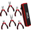 KRETLAW Set Mini Pinze 6 Pezzi - Pinza a Punta Sottile, Lunga, Piegata, Tronchese, Taglio Frontale e da Elettricista per Fai da Te