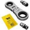 SabreCut 1 micro cricchetto piccolo MRSC09 Dual Drive Flex da 10 mm e 11 mm con adattatori esagonali da 6,3 mm (1/4) e attacco quadro da 1/4 Chiave a cricchetto