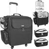 Relavel Rolling valigetta cosmetica, parrucchiere borsa da viaggio con 4 ruote, isolamento termico strato completo, divisore regolabile, strumenti per capelli e cosmetici organizer trolley valigia trucco