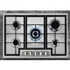 Luxell Piano cottura 5 Fuochi 70 cm incasso inox gas gpl con griglie in ghisa comando valvolato Luxell M7-50BTF(FLAT 70)