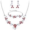 Clearine Sposa Collana Orecchini Bracciale per Donne Marquise CZ July Birthstone Rosso Colore Set di Gioielli per Matrimonio Prom Party Argento-Fondo