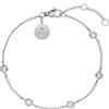 Purelei Bracciale Spotlight, bracciale da donna in acciaio inossidabile resistente, bracciale resistente all'acqua con perle di ametista, lunghezza regolabile 16-19 cm (Argento)