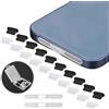 Tiryns 20 Pezzi Tappi Antipolvere per iPhone 14 13 12 11 Pro Max SE XR 8 Plus Mini 8 iPad Airpods Kit Antipolvere Tappini di Protezione Connettore di Ricarica avec Cellulare Adesivo di Rete per Altoparlante