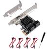 YUNKOZAND Scheda PCIE 1X SATA a 4 porte, con 4 cavi SATA e staffa a basso profilo, controller PCIE a SATA 3.0 6 Gbps, scheda di espansione PCIE a SATA, scheda PCIE controller SATA