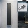 ELEGANTE Termoarredo Design Flat 1600 x 308 mm con Termostato Multiblocco Cromato, Radiatore Piatto Singolo Strato Verticale Attacco Centrale
