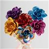 HunterBee 6 rose artificiali in metallo fatte a mano, impermeabili, antiruggine, decorazione floreale in alluminio, non sbiadisce, amore eterno, cortile, cucina, bagno, balcone, decorazione per esterni, fiori
