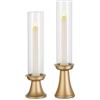 NUPTIO Candeliere Porta Candel Uragano Portacandele Oro 2 Pezzi Alto Vetro Candela candelabro Bastoni Candelabri Titolari Matrimonio Centrotavola per Tavoli Pranzo Mantello Natale