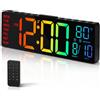HAITANG Orologio da Parete Digitale - Orologio Digitale da Tavolo 10,5 con Indicazione della Temperatura, Data e Giorno, Dimmer Automatico della Luminosità RGB, Luci Notturne per Scrivania