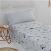 COTTON ARTean Set di lenzuola per bambini/giovanili OH Baby Letto 90 x 190/200 100% COTONE 180 Fili Colore Grigio. Include: lenzuolo sopra + federa per cuscino + lenzuolo con angoli