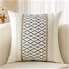 Sungeek Federa decorativa per cuscino bohémien, 60 x 60 cm, in cotone e iuta testurizzata a righe in stile bohémien, federa per cuscino per divano, soggiorno, beige e nero, 1 pezzo