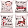 XIEJINJIA Natale Copricuscini Decorativo Babbo Natale Pupazzo di Neve Federe Natalizie per Cuscini Caso per Soggiorno Divano Camera da letto Auto 45 x 45 cm Set di 4