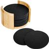 Mitavo - Set da 12 Sottobicchieri Rotondi in Feltro, Con Scatolina di Bambú, Sottobicchieri per Bicchieri, Bevande, Calici, Tazze, Colore Nero