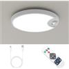 Epochglo Batteria Plafoniera con Sensore di Movimento, Ricaricabile Tramite USB, Lampada Soffitto per Bagno Garage Cucina, Plafoniera Led Soffitto Dimmerabile, Luce Led Soffitto, IP54 Impermeabile
