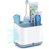 toprance Portaspazzolino da denti per famiglia, multifunzione, bianco, con fori di scarico, rimovibile, portaspazzolino da denti e dentifricio