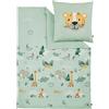 s.Oliver biancheria da letto animali zoo 135x200 cm - biancheria da letto per bambini verde chiaro 100% cotone, macosatin, set di biancheria da letto 135x200 cm e cuscino 80x80 cm, chiusura con zip