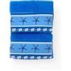 Tex family SET asciugamani con bordo Stelle Marine Blu in puro cotone Made in Italy