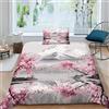 JALYKA Ciliegia giapponese Set Di Biancheria Da Con Stampa 3D, Con Cerniera, 3 Pezzi Incluso Copripiumino E Federe, Biancheria Da Letto Microfibra Per Ragazzi E Ragazze Single（135x200cm）