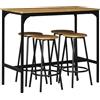 HOMCOM Set Tavolo Bar con 4 Sgabelli, Bancone Bar, Tavolo Alto con Sgabelli Bar con Poggiapiedi, Tavolino Bar per Pranzo, Soggiorno e Cucina, Marrone e Nero