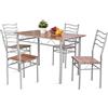 LIFEZEAL Set di da Pranzo, 1 Tavolo Rettangolare da Pranzo e 4 Sedie da Pranzo, Telaio in Metallo, per Sala da Pranzo, Cucina, Ristorante, Montaggio Facile, 5 Pezzi, Argentato