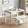 soges Set di tavolo da pranzo per 4 persone, tavolo da cucina da 110 cm, 2 sedie, panca per 2 persone con ripiano di stoccaggio, set di mobili estraibili per sala da pranzo