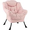 COSTWAY Poltrona Relax, Poltrona da Lettura con Cuscino, Elegante con Schienale e Seduta Imbottiti, Braccioli e Tasca di Stoccaggio, Portata 150 kg (Senza Pouf, Cashmere Rosa)