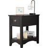 LIFEZEAL Comodino Stretto con 1 Cassetto, Comò a 2 Ripiani in Legno, Mobiletto Camera da Letto, Moderno, Tavolino Basso Laterale da Divano, Gambe in Legno Massello, per Soggiorno, 33x56x58,5 cm, Noce