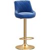 WYLJY Sgabello da bar girevole nero/bianco, sgabello da bar in velluto per camera da letto, sala da pranzo, soggiorno, cucina, sgabello con gambe in metallo dorato regolabile in altezza, blu