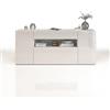 WHOUS Credenza e Buffet POTENZA per Soggiorno con 2 Ante, 1 a Ribalta e 1 Cassetto, Madia per Salotto, Cucina e Sala da Pranzo in Legno, 180x40x80 cm, Bianco Laccato Lucido