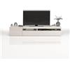 WHOUS Mobile Porta TV POTENZA per Soggiorno con 1 Anta Laterale e 1 Anta a Ribalta, Mobile Tv per Salotto in Legno, 200x40x35 cm, Bianco Laccato Lucido