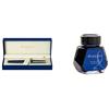 Waterman S0920710 Penna Stilografica, Pennino Sottile in Acciaio Inossidabile, Nero Opaco e Finiture in Oro + S0110720 Flacone d'Inchiostro, Blu