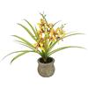 Flair Flower Fiore artificiale farfalla orchidea con vaso in ceramica, 39 cm, con foglie e radici aeree, orchidea artificiale Phalaenopsis, pianta artificiale per matrimonio, fiore di seta, colore arancione