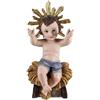 DRW Figura Bambino Gesù Seduto con Corona Resina Dipinto a Mano 12x12x35 cm