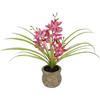 Flair Flower Fiore artificiale farfalla orchidea con vaso in ceramica, 39 cm, con foglie e radici aeree, orchidea artificiale Phalaenopsis, pianta artificiale per matrimonio, fiore di seta reale