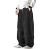 HAORUN Pantaloni larghi da uomo in velluto a coste Kung Fu pantaloni sciolti Casual Fondo Hip Hop Grigio - nero - S