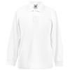 Fruit of the Loom - Polo a Maniche Lunghe, 65/35, in piqué, per Bambini, 12-13, Colore: Bianco