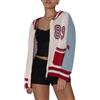 Caziffer Cardigan Donna Stile Boyfriend con Manica Lunga Oversize Stampa Numero Zip Up Maglieria Sportiva con 2 Tasche (Blu, L)