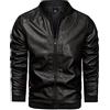 Innerternet Giacca da aviatore, da uomo, classica, 100% vera pelle, giacca da motociclista, giacca invernale in pelle con colletto alto, giacca da uomo per autunno e inverno, Nero , XXL