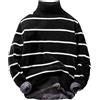 Generic Autunno Inverno Uomo Dolcevita Maglione Lavorato a Maglia Pullover Maglia Maglione Caldo Maglione Slim Fit Maglione, Strisce nere., M