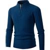 generisch Maglione da uomo con collo alto, a mezza zip, a maniche lunghe, slim fit, maglia fine, basic con motivo a treccia, maglione da uomo a maglia grossa, vestibilità normale, morbido maglione a maglia con