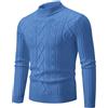 Generisch Maglione da uomo, sottile, da uomo, con collo alto, casual, motivo a treccia, maglione invernale, Blu, XL