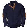 MakingDa Felpa da uomo girocollo con bottoni a maniche lunghe jacquard pullover vintage muscolo slim fit maglione moda abbigliamento da lavoro morbido casual classico palestra sport maglione, blu