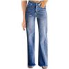 Generico Jeans Donna Classico Pantaloni Ragazza Denim Larghi Casual Elasticizzati Vita Alta Gamba Dritta e in