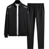 KBOPLEMQ Set di tuta da uomo in cotone, per jogging, sport, calcio, jogging, pantaloni sportivi e colletto alto, abbigliamento sportivo, set da due pezzi, per palestra, sport, fitness, O nero., XXL