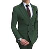Botong 2 PZ Regular Fit Vestito Degli Uomini Doppio Petto Tacca Risvolto Sposo Smoking Giacca Pantaloni Business Suit Abito Da Sposa, Verde scuro, 102