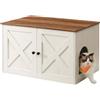 Feandrea Mobile Lettiera per Gatti con Divisorio Rimovibile, Cassetta per Gatti per Interno, Tavolino, 80 x 53 x 50 cm, Marrone Miele e Bianco Vintage PCL002P01V1