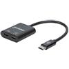 Manhattan Adattatore audio da USB-C a USB-C e USB-C (inc Power Delivery), nero, 480 Mbps (USB 2.0), cavo 11 cm, con alimentazione a porta USB-C (60 W), garanzia di tre anni, confezione al dettaglio