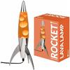 Fisura - Lampada Lava Rocket Con Base Cromata e Liquido Arancione. Lampada Retrò Con Lampadina di Ricambio. Dimensioni: 20 cm x 20 cm x 45 cm.