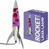 Fisura - Lampada lava viola "rocket". Base cromata, liquido viola e lava rossa. Lampada lava retrò con lampadina di ricambio. Dimensioni: 20 cm x 20 cm x 45 cm.