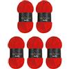 Wollbiene Softy, 5 gomitoli di lana di ciniglia da 100 g, per lavorare a maglia, lana per bambini, 500 g di ciniglia Super Bulky Crochet Yarn (rosso 09)