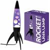 Fisura - Lampada lava viola "rocket". Base nera, liquido viola e lava bianca. Lampada lava retrò con lampadina di ricambio. Dimensioni: 20 cm x 20 cm x 45 cm.